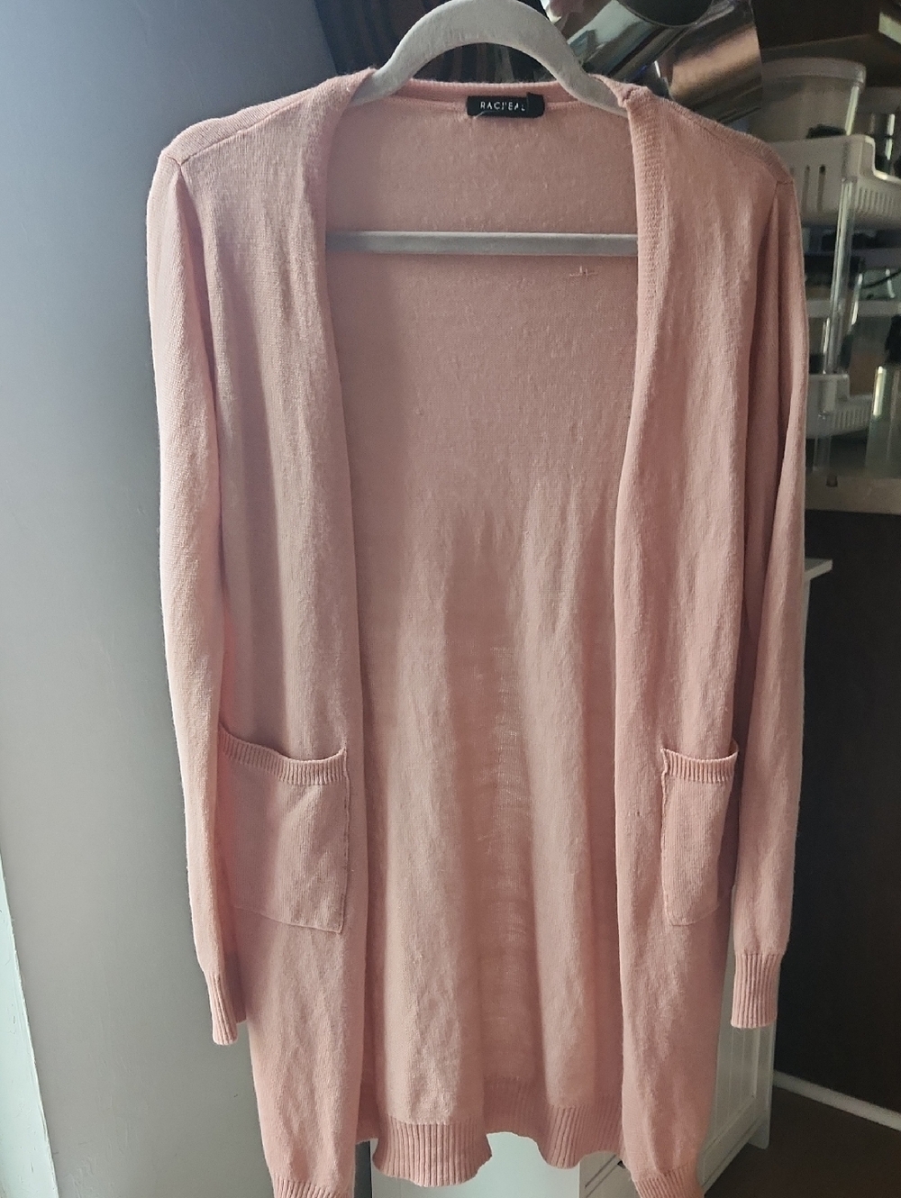 Rachael Ray Blush Pink Open-Front Pocket Cardigan